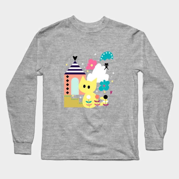 Cute Cat on Vacation Long Sleeve T-Shirt by Maolliland